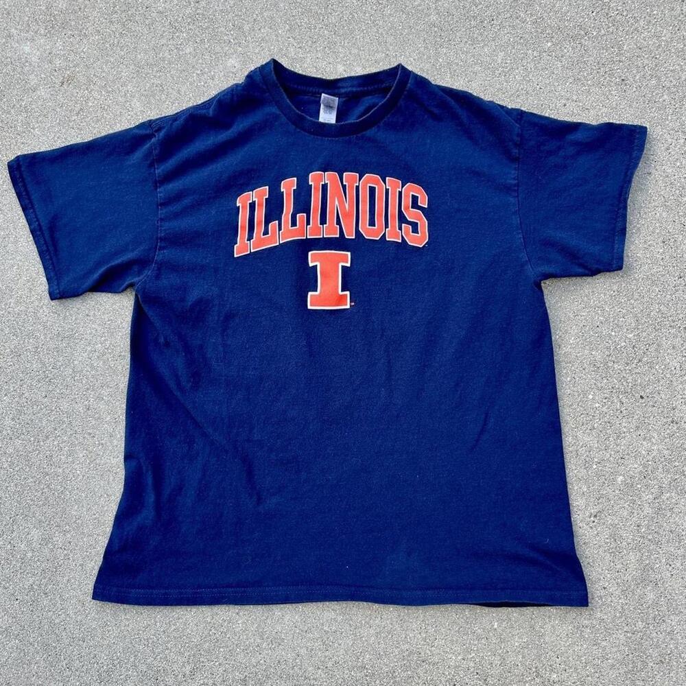 Illinois Navy Tee (Mens L) Glidan Heavy Cotton